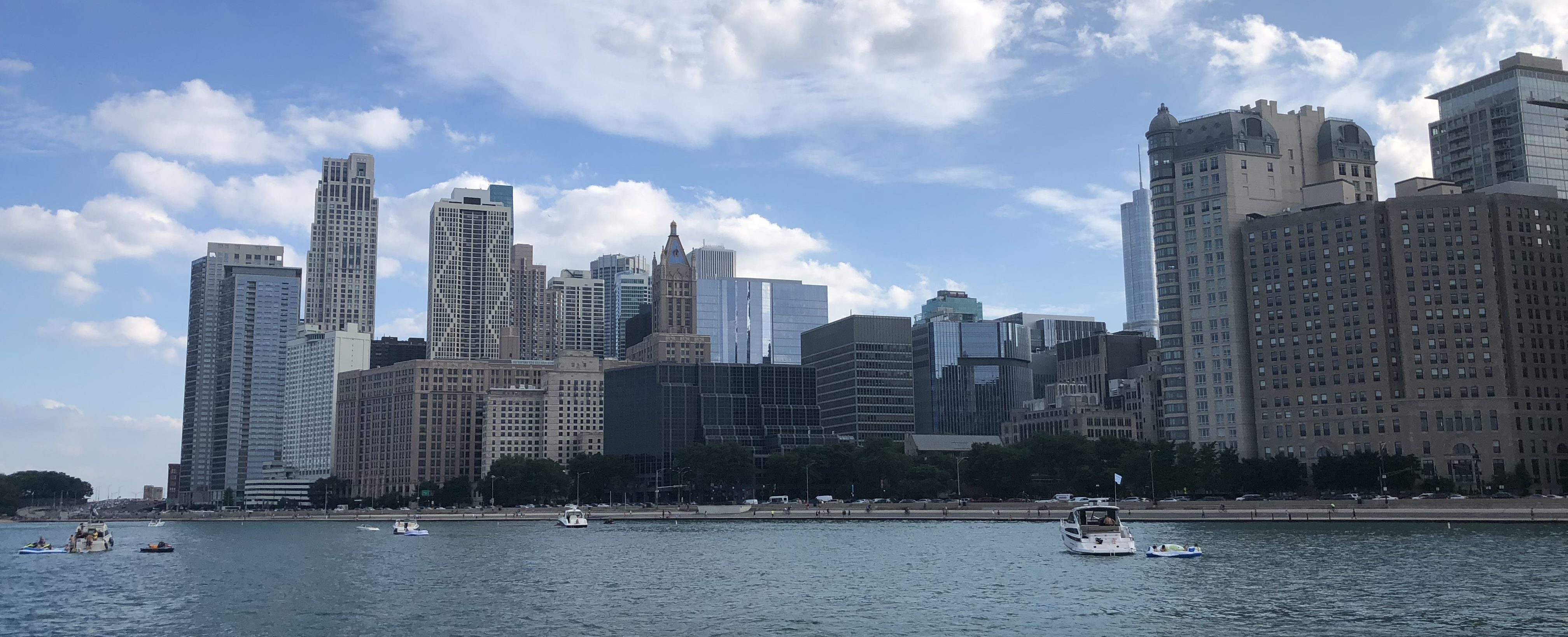 The north side of the Chicago skyline, as photographed from Lake Michigan